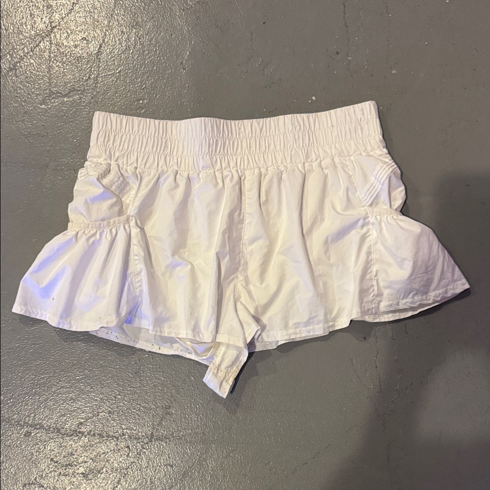 FP Movement by Free People White Ruffled Athletic Shorts